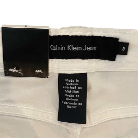 NWT Calvin Klein white crop straight leg cotton blend zipper closure pant size 8 - Picture 4 of 12
